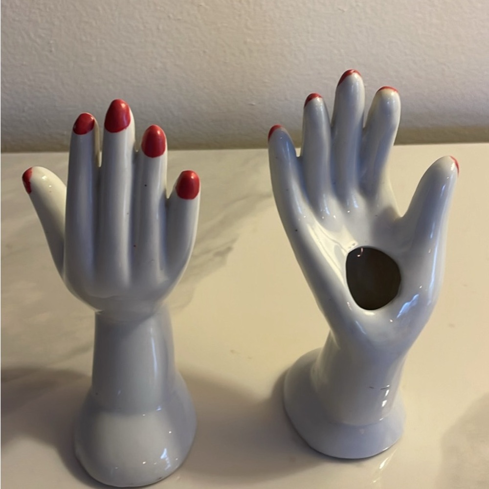 Painted Fingernail Hand Bud Vases (2)